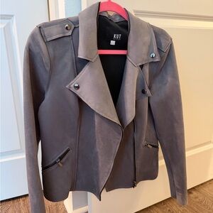 Kut from the Kloth Women's Suede Gray Leather Jacket
